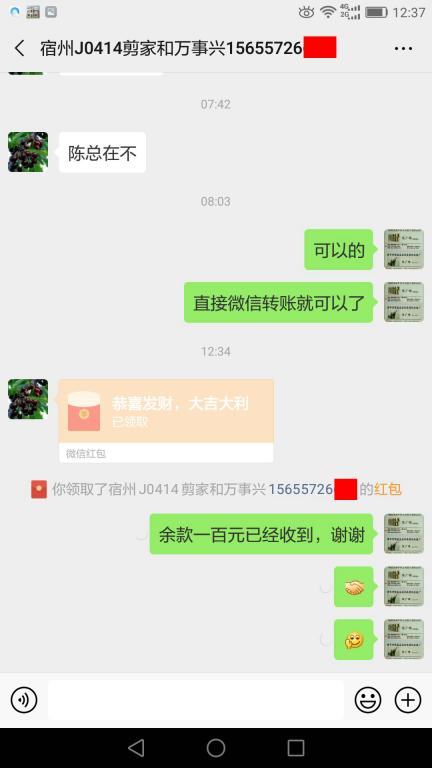 4月20日宿州客戶轉(zhuǎn)賬100元至微信賬戶